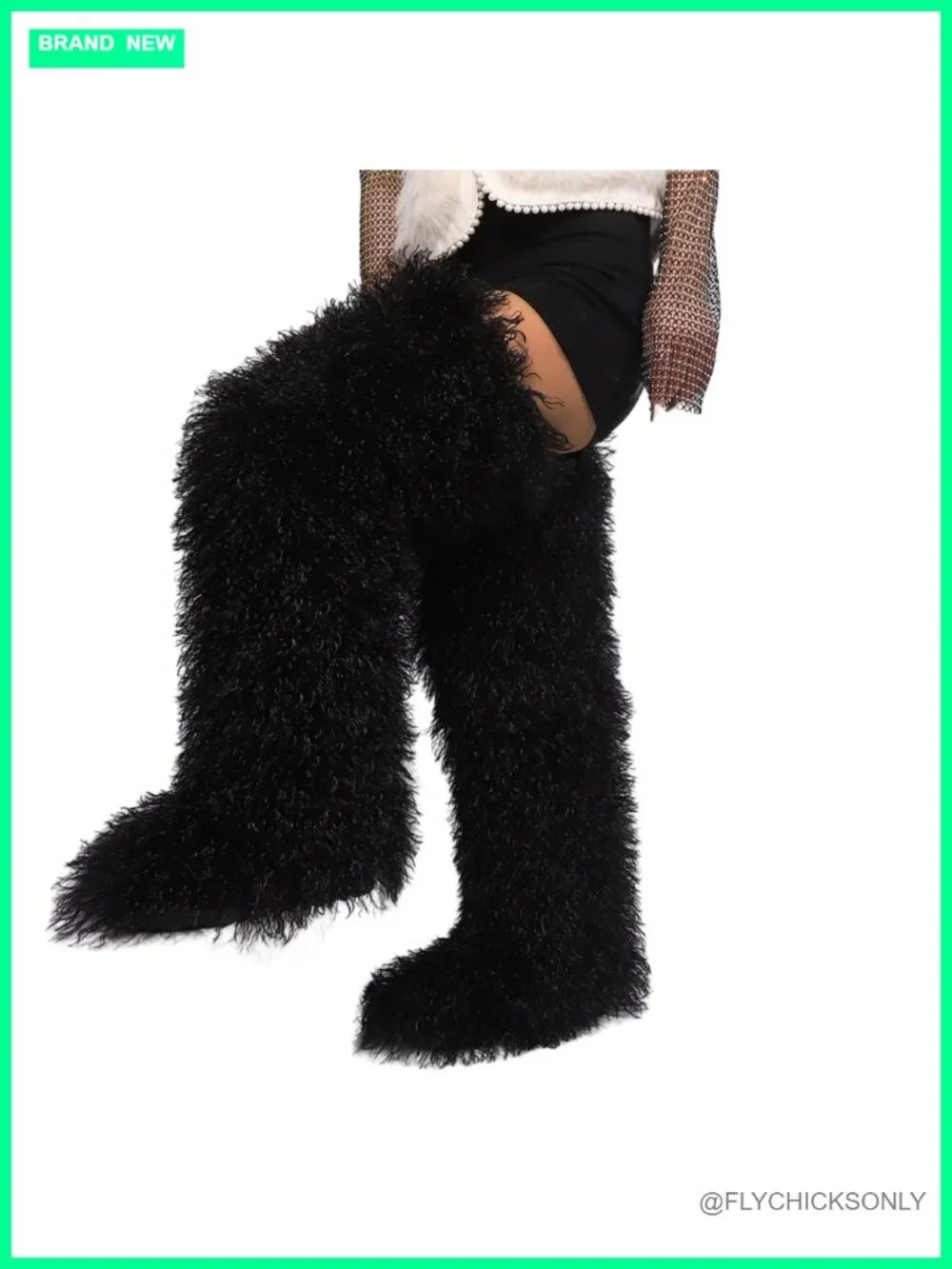 Over the Knee Faux Fur Boots Thigh High Fluffy Tall Winter Shoes for Women